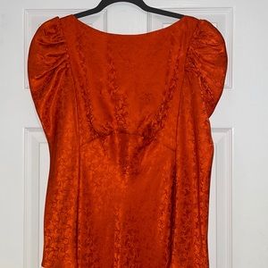 Saloni Alena Puff Sleeve Silk Jacquard Dress